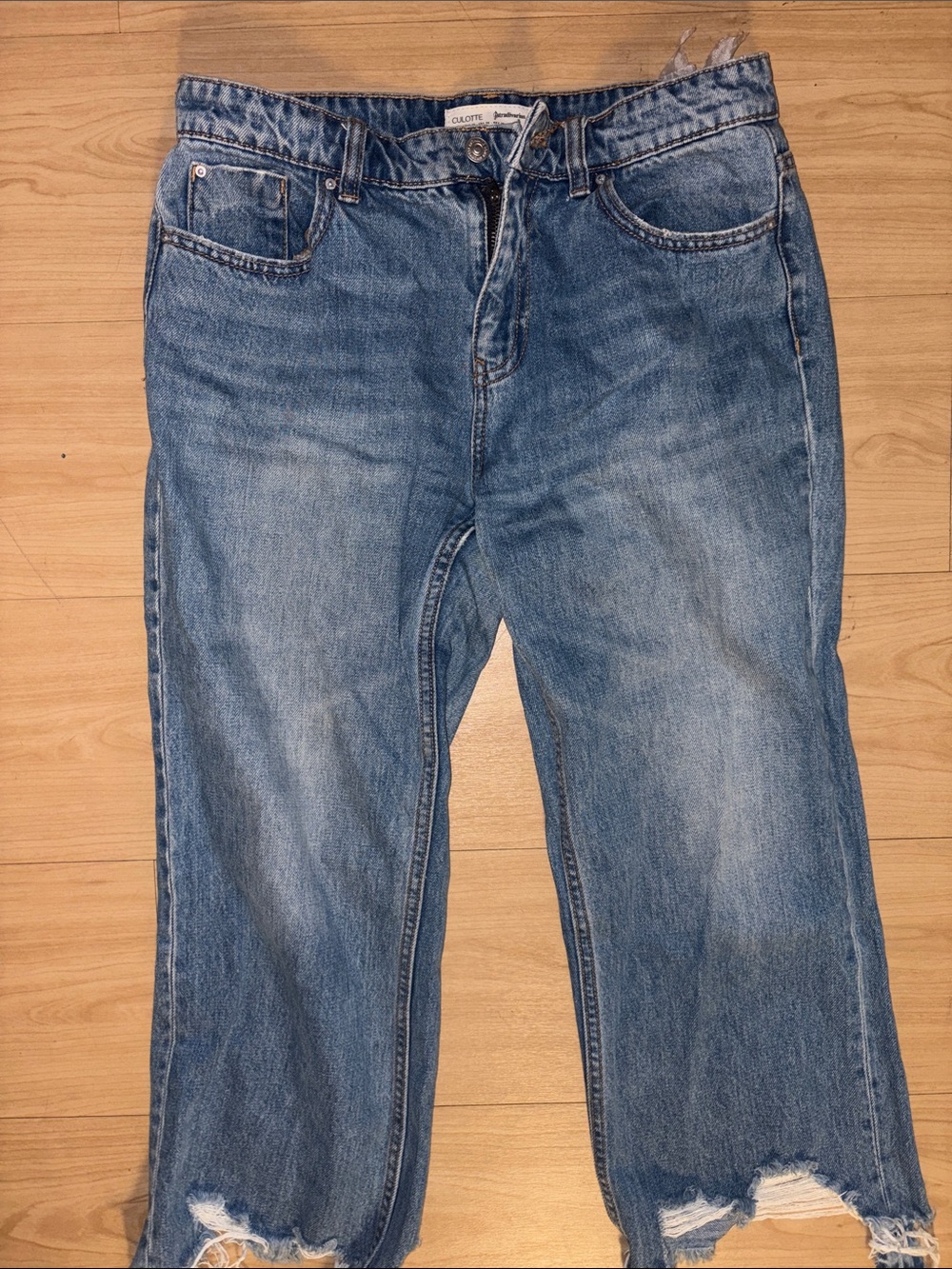 Stradivarius Culotte Straight Leg Jeans Blue US 04